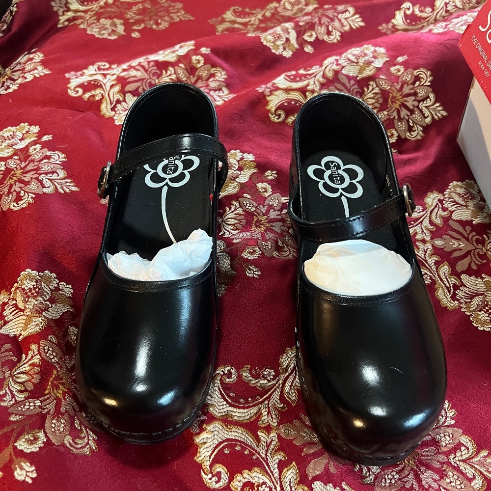 Sanita Clare Cabrio Clogs, Profesional Black Mary Jane Clogs, EU size 39